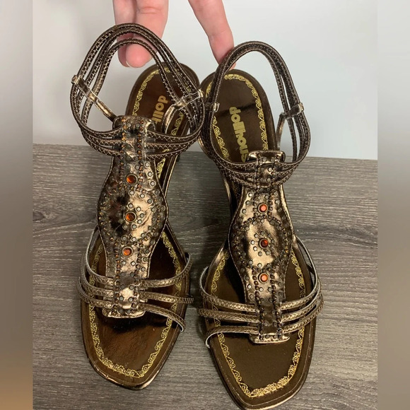 Dollhouse Womens Strappy Jewelled Heeled Sandals Sz 8 Boho Whimsy Fairycore FLAW - Picture 16 of 16